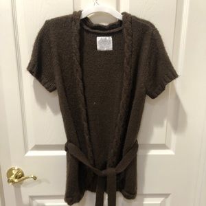 Justice Brown Metallic Cardigan Sweater size 18 fall